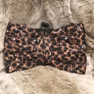 NWT Betsey Johnson leopard print bow clutch